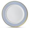 [10 Count - 10" Plates] Laura Stein Designer Tableware Premium Heavyweight Plastic White Dinner Plate With Blue & Gold Border Plastic Party & Wedding Plate Midnight Blue Series Disposable Dishes view 1