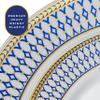 [10 Count - 10" Plates] Laura Stein Designer Tableware Premium Heavyweight Plastic White Dinner Plate With Blue & Gold Border Plastic Party & Wedding Plate Midnight Blue Series Disposable Dishes view 3