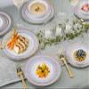 [10 Count - 10" Plates] Laura Stein Designer Tableware Premium Heavyweight Plastic White Dinner Plate With Blue & Gold Border Plastic Party & Wedding Plate Midnight Blue Series Disposable Dishes view 4