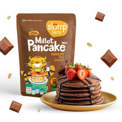 Slurrp Farm Millet Pancake Mix | Chocolate Flavor | Made with Jowar, Oats & Ragi | No Maida, No Refined Sugar | Healthy, Tasty & Easy Breakfast for Kids & Adults | 5.29 Oz (150g)