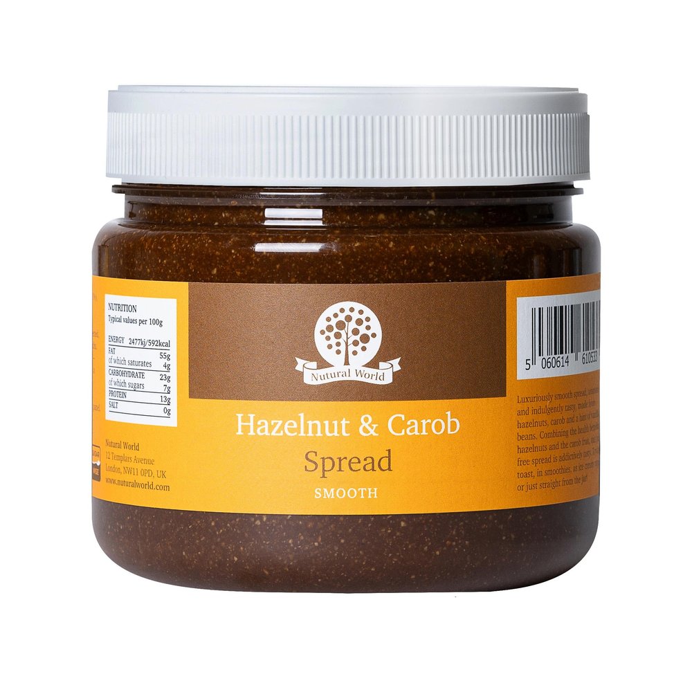 Nutural World - Smooth Hazelnut and Carob spread 35 Oz (1kg) Award Winning product