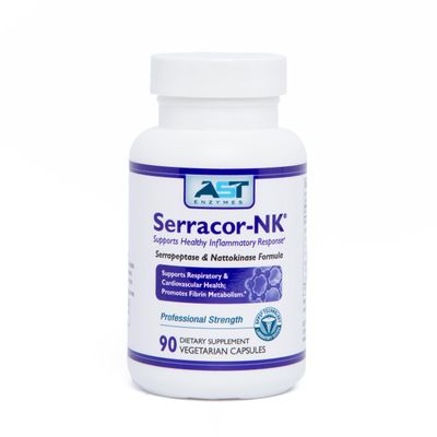 AST Enzymes Serracor-NK Proteolytic Systemic Enzyme Formula  Contains Acid-Resistant Serrapeptase and Acid-Resistant Nattokinase  90 Vegetarian Capsules