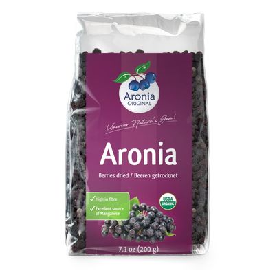 Organic Dried Aronia Berries 7.1 oz (200 g) No Sugar Added | Vegan, Non-GMO, Gently Dried Black Chokeberries | High in Antioxidants & Fiber Made in Germany