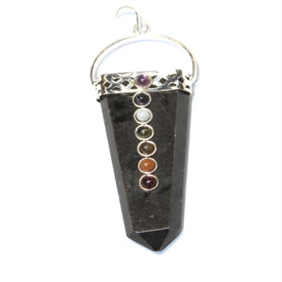 Jet Tourmaline Flat Chakra Pendant 2 inch Approx. Jet International Healing Spiritual Divine India Crystal Therapy Gift New Year Christmas Image is JUST A Reference