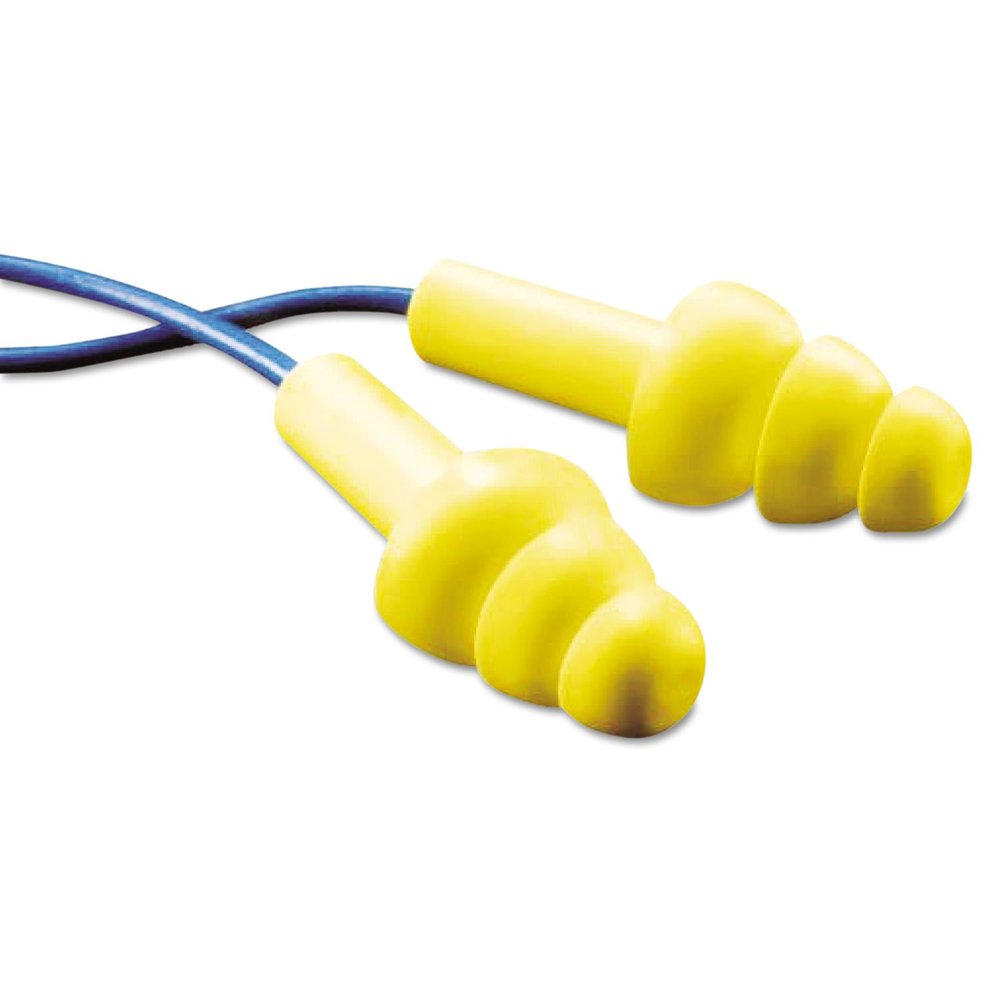 3M Multiple Use E-A-R UltraFit Triple Flange Foam Metal Detectable Corded Earplugs