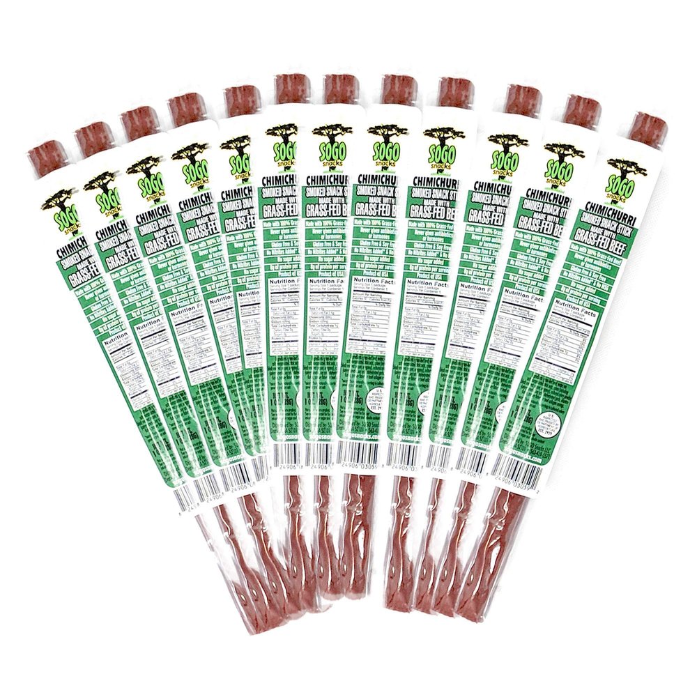 Chimichurri, Sogo Snacks, No Sugar, Low Carb, 100% Grass-fed, Non-GMO Beef Sticks. Gluten Free Snack, Hiking and Road Trip Snacks. Keto, Whole, Paleo Friendly (Chimichurri, 1-oz, 144 Count)