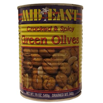 Mid East Cracked & Spicy Green Olive 19oz (540g) (1)