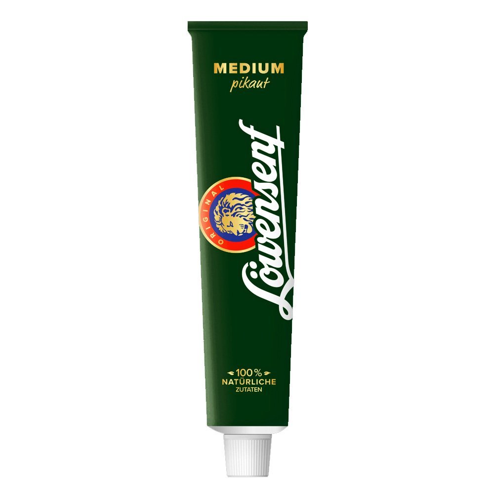 2x Lwensenf Mittel Scharf (Medium) mustard Tube 100ml (German Import) 