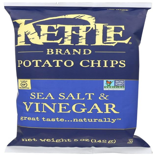 Kettle Foods, Potato Chips, Sea Salt & Vinegar, 5 oz (142 g)(Pack of 3)