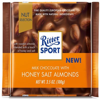 Ritter Sport Nut Selection Milk Chocolate Honey Sea-Salt Almonds Bar, 100g/3.5 oz. Bar (Imported from Canada)