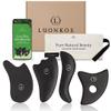 LUONKOS Gua Sha Facial Tools - Set of 4 Black - Large Bian Stone Guasha Tool for Face Sculpting - Lymphatic Drainage Massager with Polished Edges Glide Effortlessly for Daily Skincare Routine view 1