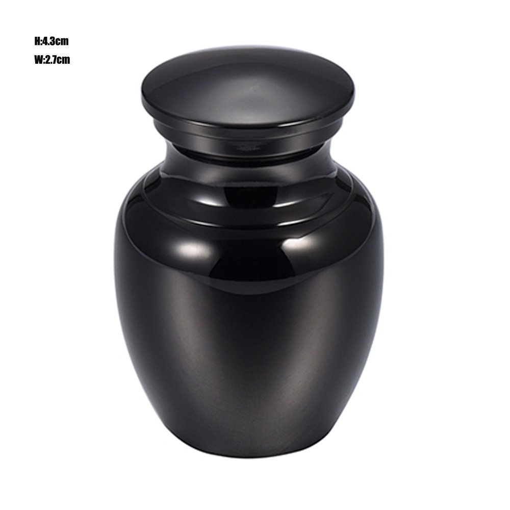 constantlife 4.3cm*2.7cm Keepsake Urns for Human Ashes - Stainless Steel High Polish Funeral Cremation Urns (Black)