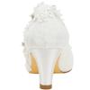 Emily Bridal 1505-1B Women's Wedding Shoes Closed Toe 2.56 Inches Chunky Heel Lace Satin Pumps with Rhinestone Lace Flower Bridal Shoes, Ivory 6.5 US/ 37 EU view 4