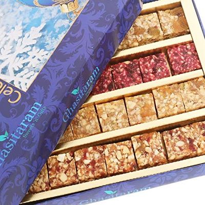 Ghasitaram Gifts Bhaidooj Gifts Sugarfree Sweets - Natural Fruit Assorted Sugarfree Sweets 400 GMS