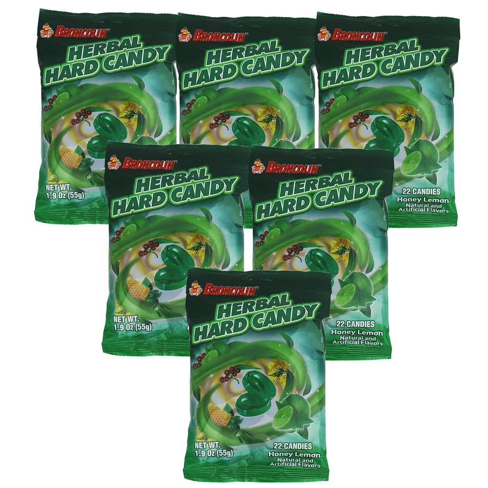 Broncolin Honey and Herbal Extracts, Honey Lemon Flavor, 6-Pack of 22 Drops Each, 6 Bags
