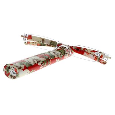 SightPerk Slim Mini Reading Glasses Spectacle Flower Floral Patterns Tube Case