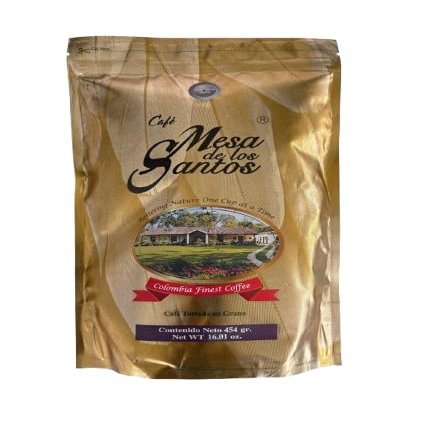 Caf Mesa de los Santos Premium Colombian Whole Bean Coffee, Medium Roast, 16 Ounce Bag Organic Certified, Hand Picked, Shade grown, single origin, roasted at origin