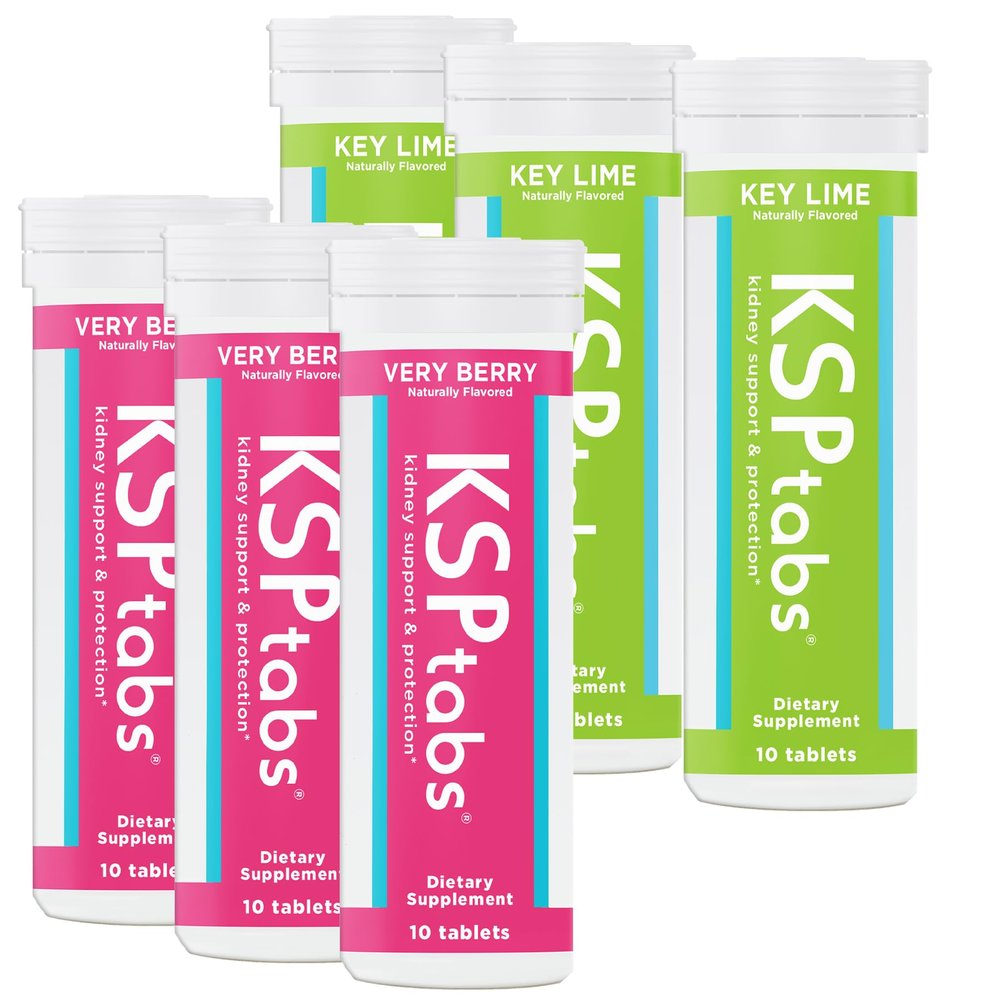 KSPtabs, Berry & Lime All Natural Hydration & Kidney Health Supplement to Combat Calcium Oxalate Crystal Formation, Mixed Flavor-6 Pack