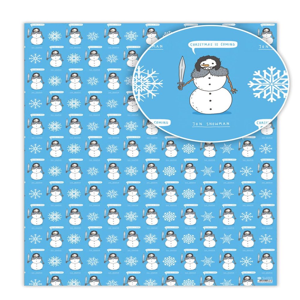 Christmas Is Coming Jon Snowman Funny Gift Wrapping Paper - 2 Sheets