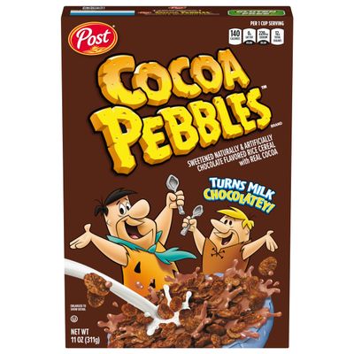 Cocoa PEBBLES Chocolate Breakfast Cereal for Kids, Gluten Free, Made with Sweetened Puffed Rice and Real Cocoa, 11 oz