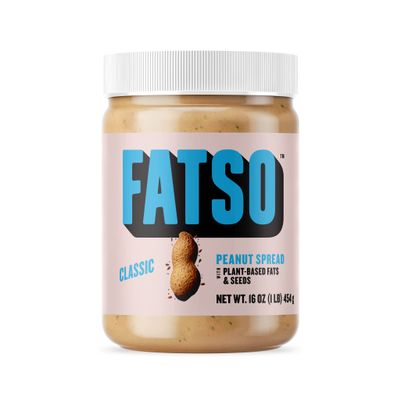 FATSO Classic Natural Peanut Butter - Vegan Nut Butter Spread w/Plant-based Seeds & Superfats - Keto-friendly, Gluten-free & Sugar-free Protein Butter - (16oz Jar)