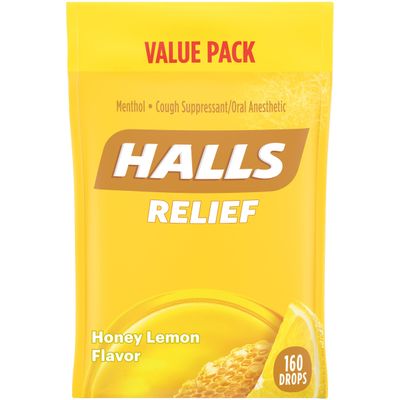 HALLS Relief Honey Lemon Cough Drops, Value Pack, 160 Drops