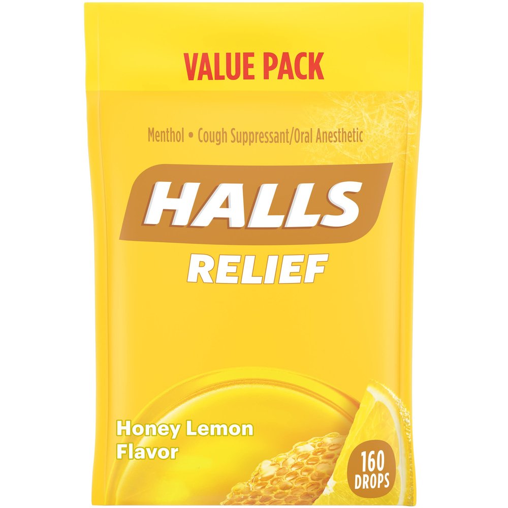 HALLS Relief Honey Lemon Cough Drops, Value Pack, 160 Drops