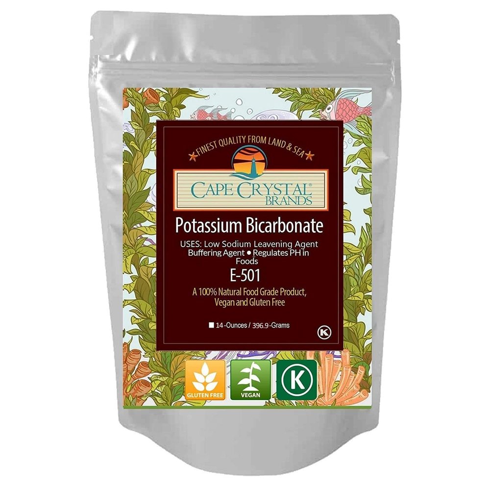 Potassium Bicarbonate 14-oz USP Food Grade Crystalline Powder - Baking Soda Substitute  Good Salt Alternative - Gluten Free, Non-GMO, Kosher Certified