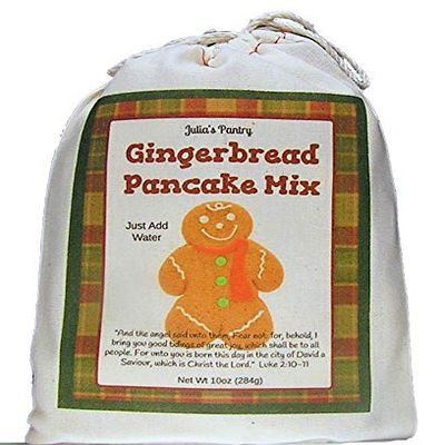 Gingerbread Pancake Mix, 10oz Cloth Gift Bag, Made from Scratch Recipe One Package