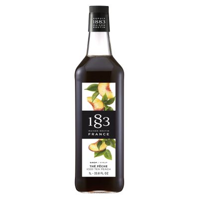 1883 Iced Tea Peach Syrup for Drinks, Made in France, 1 Liter Glass Bottle