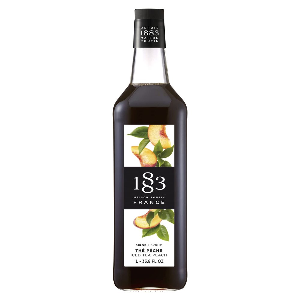 1883 Iced Tea Peach Syrup for Drinks, Made in France, 1 Liter Glass Bottle