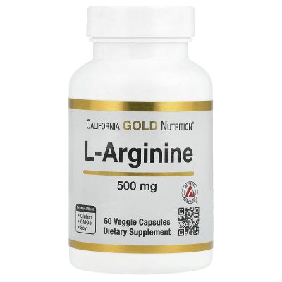 California Gold Nutrition L-Arginine, 500 mg, 60 Veggie Capsules