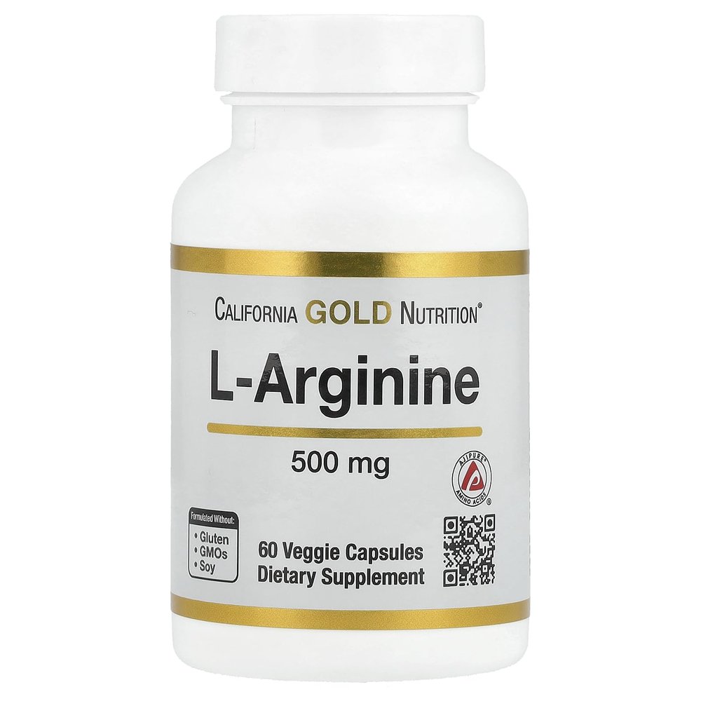 California Gold Nutrition L-Arginine, 500 mg, 60 Veggie Capsules