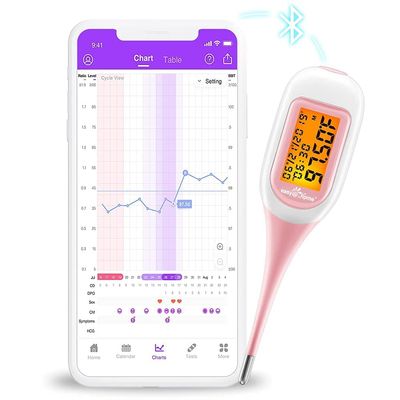 Easy@Home Smart Basal Thermometer for Women: Digital BBT Auto Sync with Premom App - Large Screen and Backlit Body Temperature - FSA Eligible, Charting, Precise Fertility Prediction | EBT-300