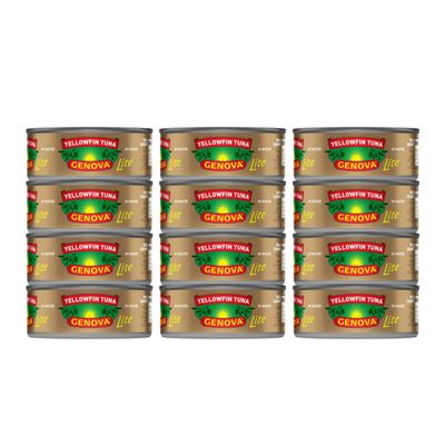 Genova Premium Lite Yellowfin Tuna in Water, Wild Caught, Solid Light, 5 oz. Can (Pack of 12)