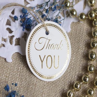 Gold Thank You Tags for Favors, 30-Pack, Wedding Gift Tags, Round Circle Tags for Party Decor, Bridal Shower, Birhday, Special Thank You Gift Tags. (Golden 4)
