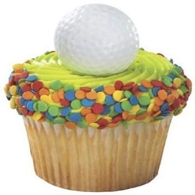 12 Golf Ball Cupcake Ring Topper Cake Design Game Sport Hole In One 2D/3D