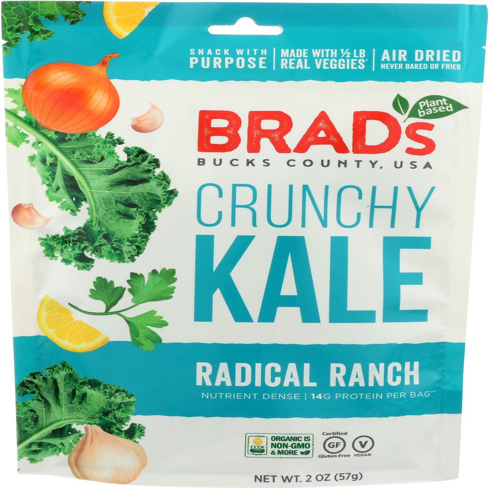 Brad's Plant Based Organic Crunchy Kale, Radical Ranch with Probiotics, 3 Count
