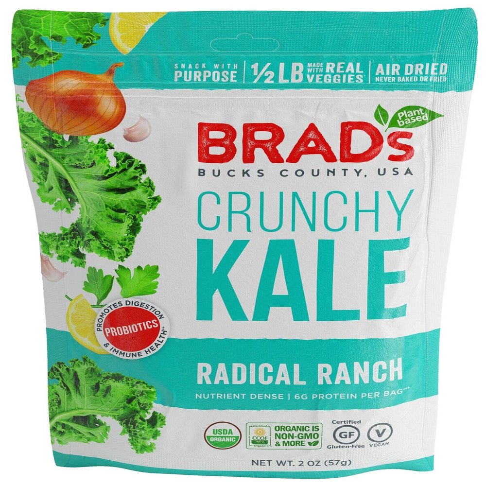 Brad's Plant Based Radical Ranch Flavored Crunchy Kale, Non GMO, 2 Ounces (Pack Of 12)