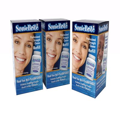 SonicBrite Professional Strength Dental Appliance Cleaning Powder 7 oz | Retainer, Aligner, Mouth Guard & Denture Cleaner eliminates Stains, Odor Causing Plaque and buildup (3 - Count)