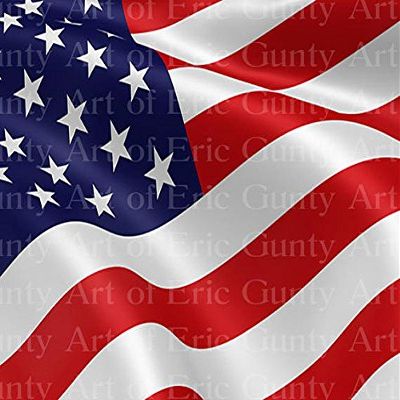 1/4 Sheet - American Flag Waving Birthday - Edible Cake/Cupcake Party Topper - D22636