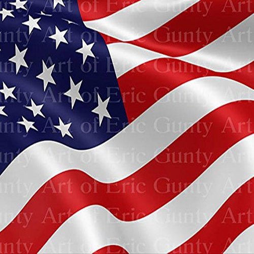 1/4 Sheet - American Flag Waving Birthday - Edible Cake/Cupcake Party Topper - D22636