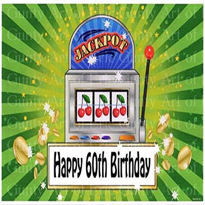 1/4 Sheet - 60th Birthday Las Vegas Casino Slot Machine - Edible Cake/Cupcake Party Topper - D22612