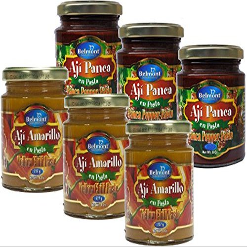 Belmont Aji Amarillo Paste & Aji Panca Paste Bundle (3-Count for Each Sauce) - 8 Oz Each
