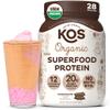 KOS Vegan Protein Powder Erythritol Free, Chocolate - Organic Pea Protein Blend, Plant Based Superfood Rich in Vitamins & Minerals - Keto, Dairy Free - Meal Replacement for Women & Men, 28 Servings view 1