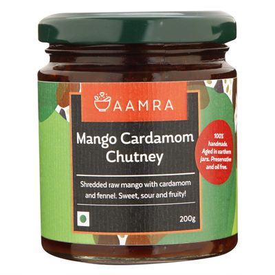 Aamra Mango and Cardamom Sauce/Chutney No Artificial Preservatives Oil-Free Gluten-Free- 200 Gm (7.05 OZ)