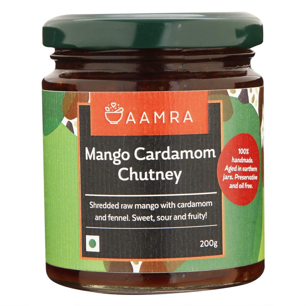 Aamra Mango and Cardamom Sauce/Chutney No Artificial Preservatives Oil-Free Gluten-Free- 200 Gm (7.05 OZ)