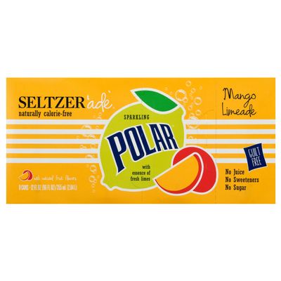 Polar Beverages, Seltzer Mango Lemonade, 12 Fl Oz, 8 Pack