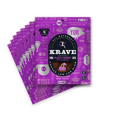 KRAVE, Pork Jerky, Black Cherry Barbecue Seasoned, Pack of 8, Size 2.7 OZ, (Low Carb Dairy Free Wheat Free Yeast Free)8