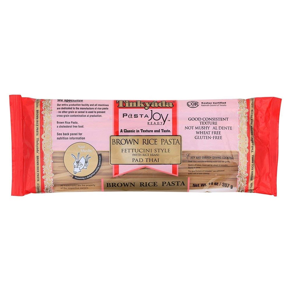 TINKYADA, Pasta, Brown Rice Fettuccini, Pack of 12, Size 14 OZ, (Gluten Free Kosher Wheat Free)12